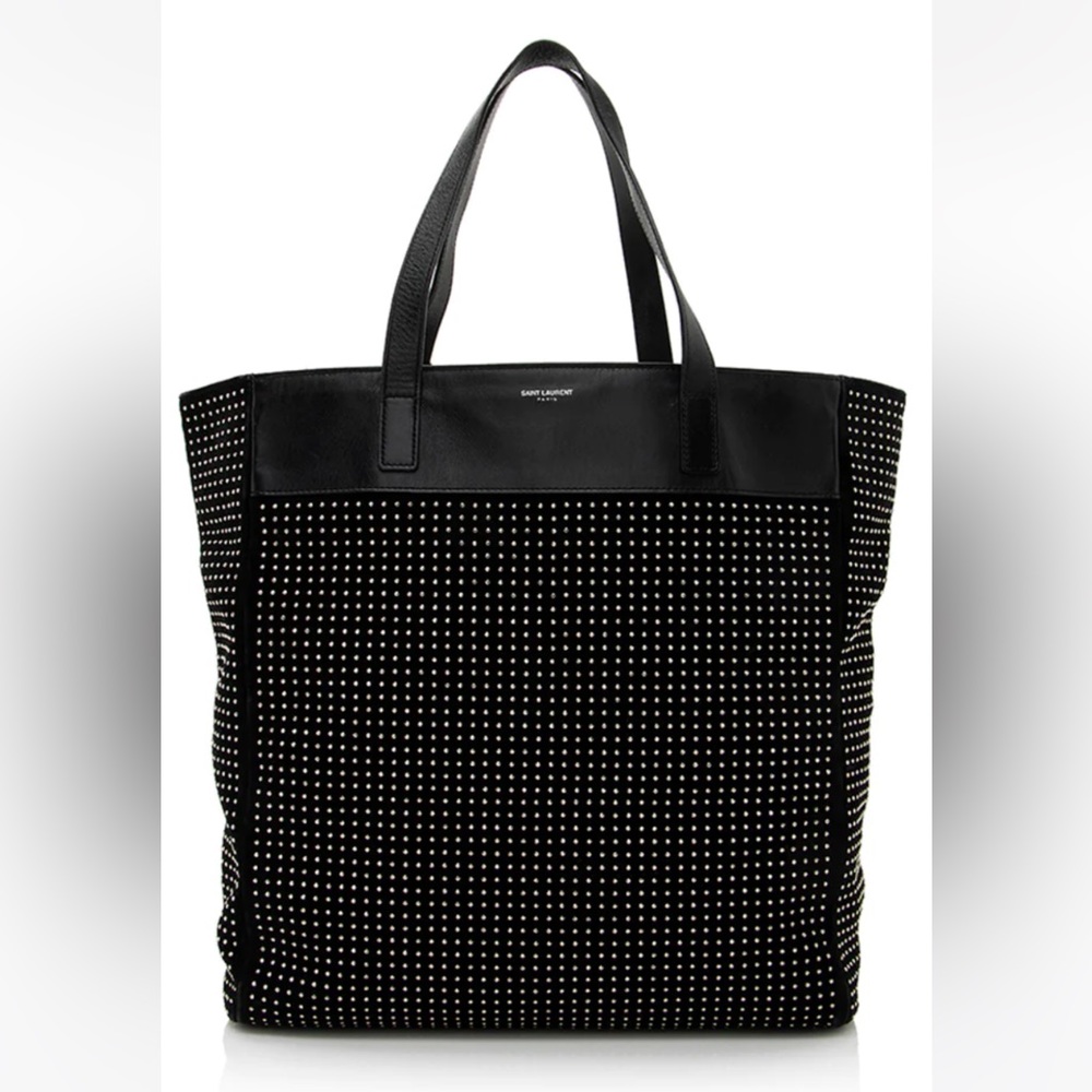 Saint Laurent Leather Studded N/S Shopper Tote